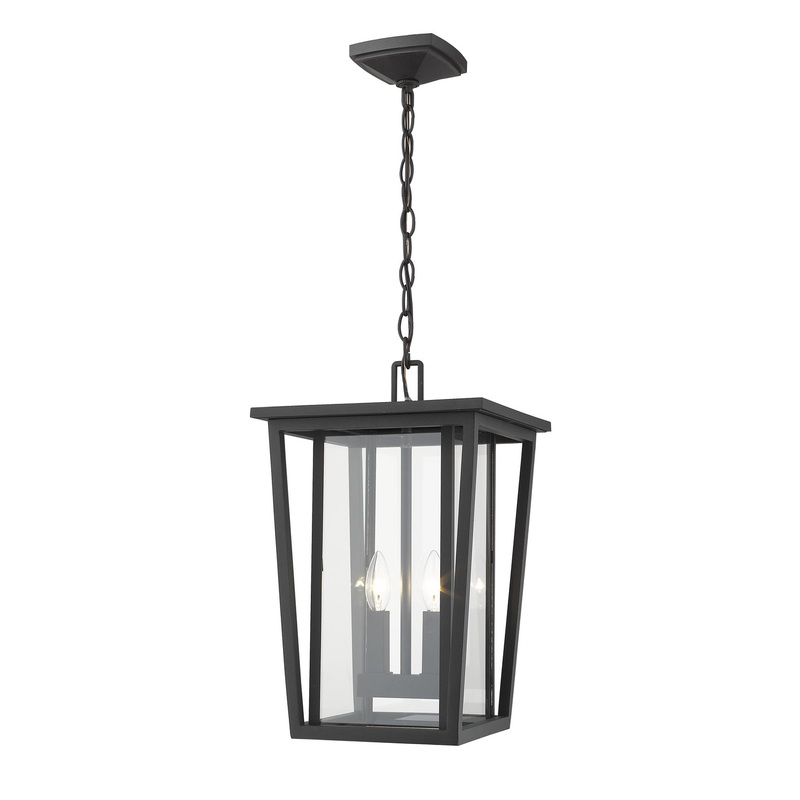 Z-Lite 571CHB-BK Seoul Two Light Outdoor Chain Mount Ceiling Fixture, Black
