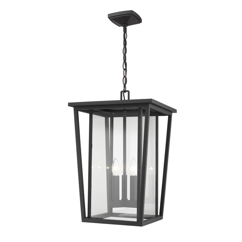 Z-Lite 571CHXL-BK Seoul Three Light Outdoor Chain Mount Ceiling Fixture, Black