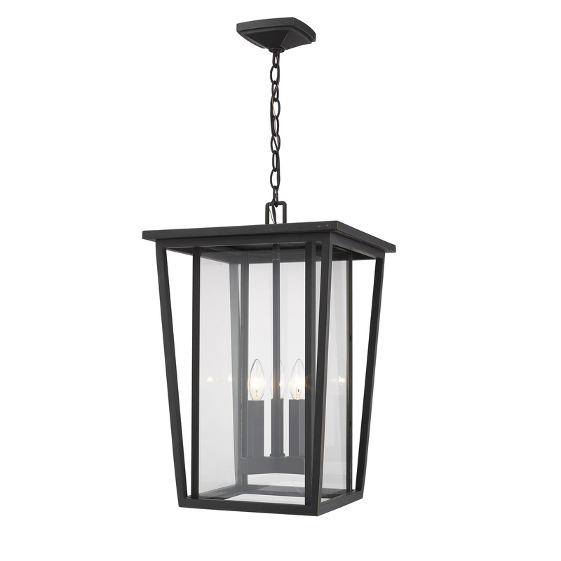 Z-Lite 571CHXL-ORB Seoul Three Light Outdoor Chain Mount Ceiling Fixture, Oil Rubbed Bronze