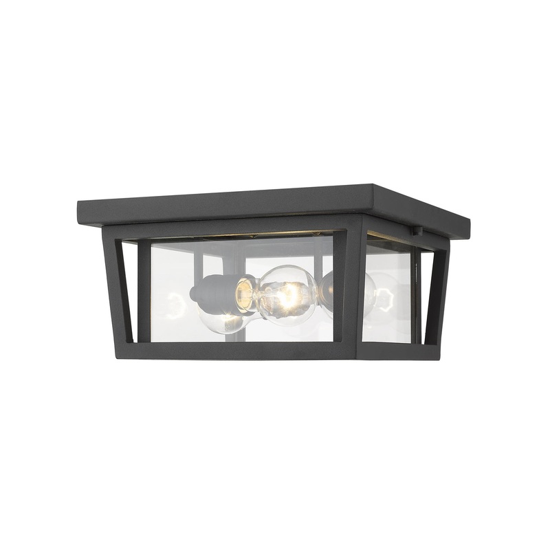 Z-Lite 571F-BK Seoul Three Light Outdoor Flush Mount, Black