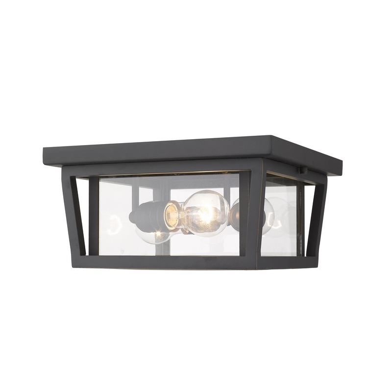Z-Lite 571F-ORB Seoul Three Light Outdoor Flush Mount, Oil Rubbed Bronze