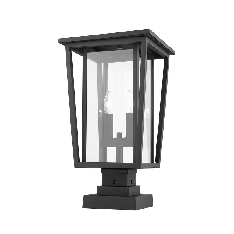Z-Lite 571PHBS-SQPM-BK Seoul Two Light Outdoor Pier Mount, Black