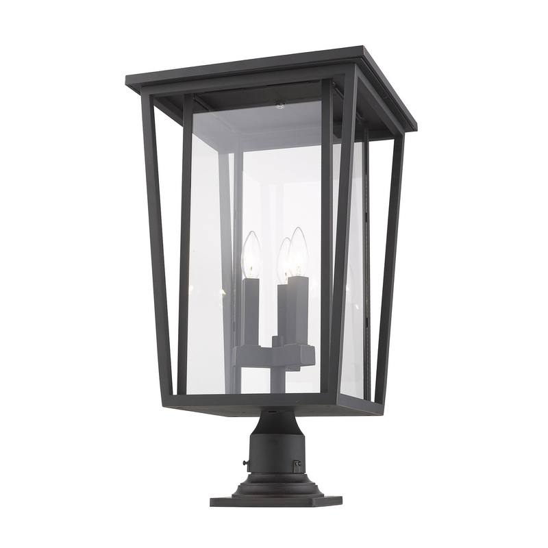 Z-Lite 571PHXLR-533PM-ORB Seoul Three Light Outdoor Pier Mount, Oil Rubbed Bronze