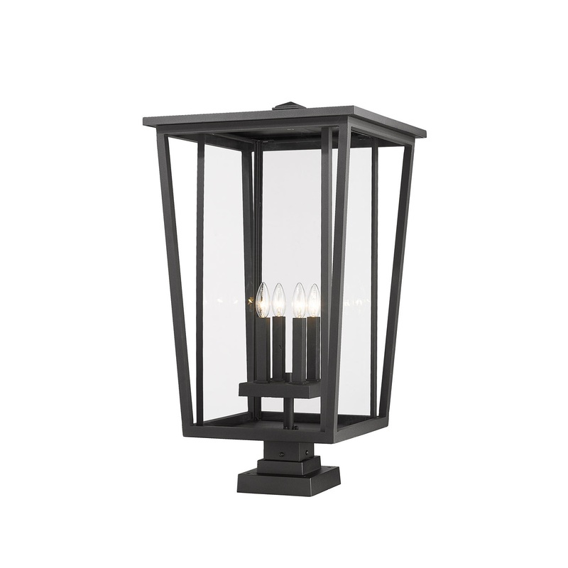 Z-Lite 571PHXXLS-SQPM-BK Seoul Four Light Outdoor Pier Mount, Black