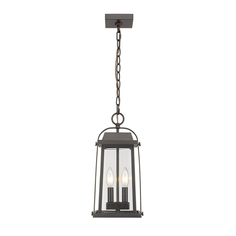 Z-Lite 574CHM-ORB Millworks Two Light Outdoor Chain Mount Ceiling Fixture, Oil Rubbed Bronze