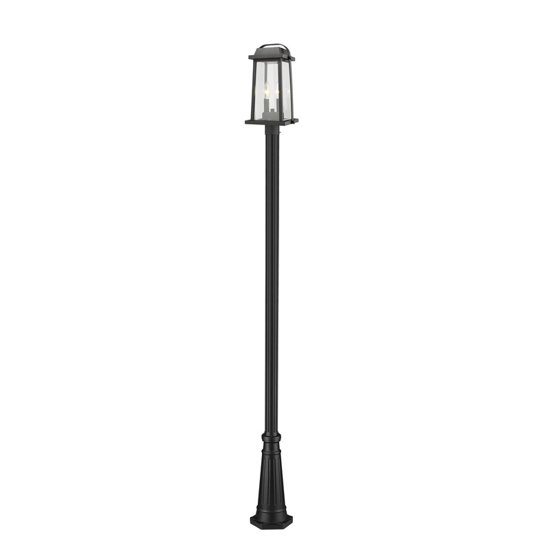 Z-Lite 574PHMR-519P-BK Millworks Two Light Outdoor Post Mount, Black