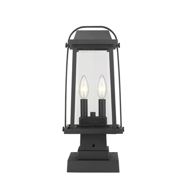 Z-Lite 574PHMS-SQPM-BK Millworks Two Light Outdoor Pier Mount, Black