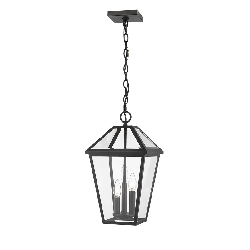 Z-Lite 579CHB-BK Talbot Three Light Outdoor Chain Mount Ceiling Fixture, Black