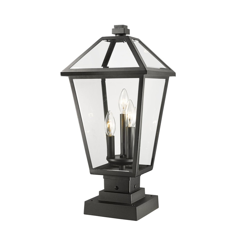 Z-Lite 579PHBS-SQPM-BK Talbot Three Light Outdoor Pier Mount, Black