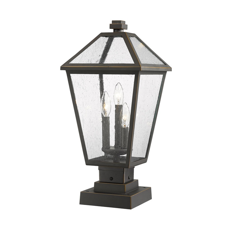 Z-Lite 579PHBS-SQPM-ORB Talbot Three Light Outdoor Pier Mount, Oil Rubbed Bronze