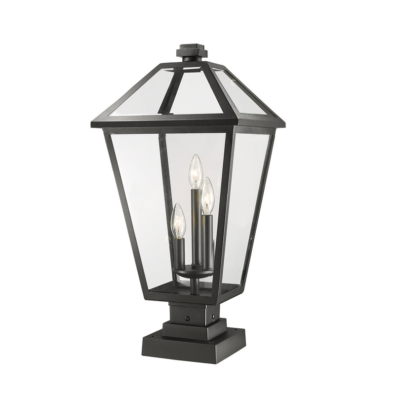 Z-Lite 579PHXLS-SQPM-BK Talbot Three Light Outdoor Pier Mount, Black
