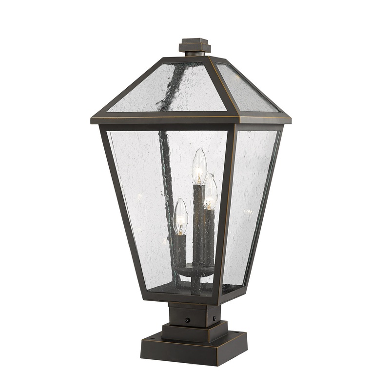 Z-Lite 579PHXLS-SQPM-ORB Talbot Three Light Outdoor Pier Mount, Oil Rubbed Bronze