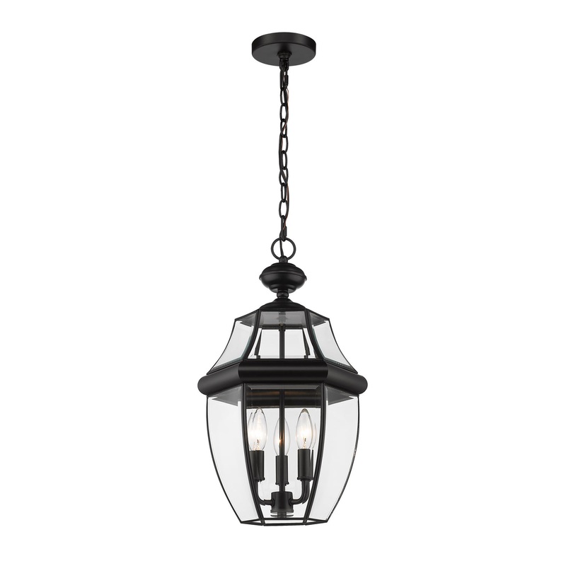 Z-Lite 580CHB-BK Westover Three Light Outdoor Chain Mount Ceiling Fixture, Black