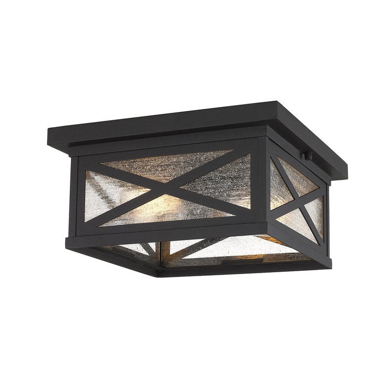 Z-Lite 583F-BK Brookside Two Light Outdoor Flush Mount, Black