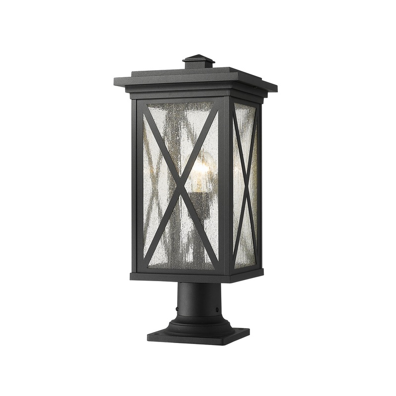 Z-Lite 583PHBR-533PM-BK Brookside One Light Outdoor Pier Mount, Black