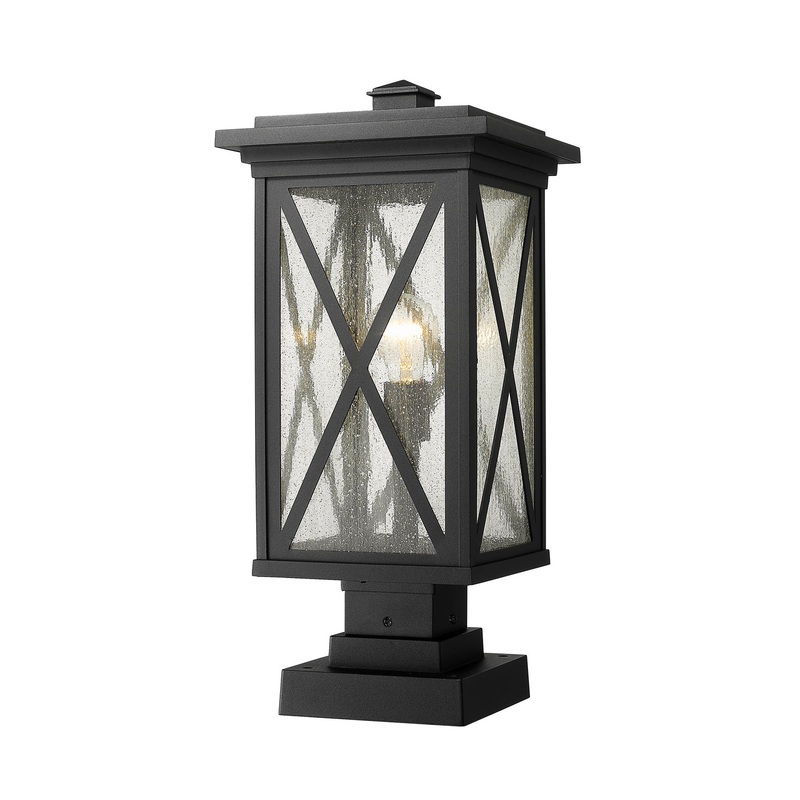 Z-Lite 583PHBS-SQPM-BK Brookside One Light Outdoor Pier Mount, Black