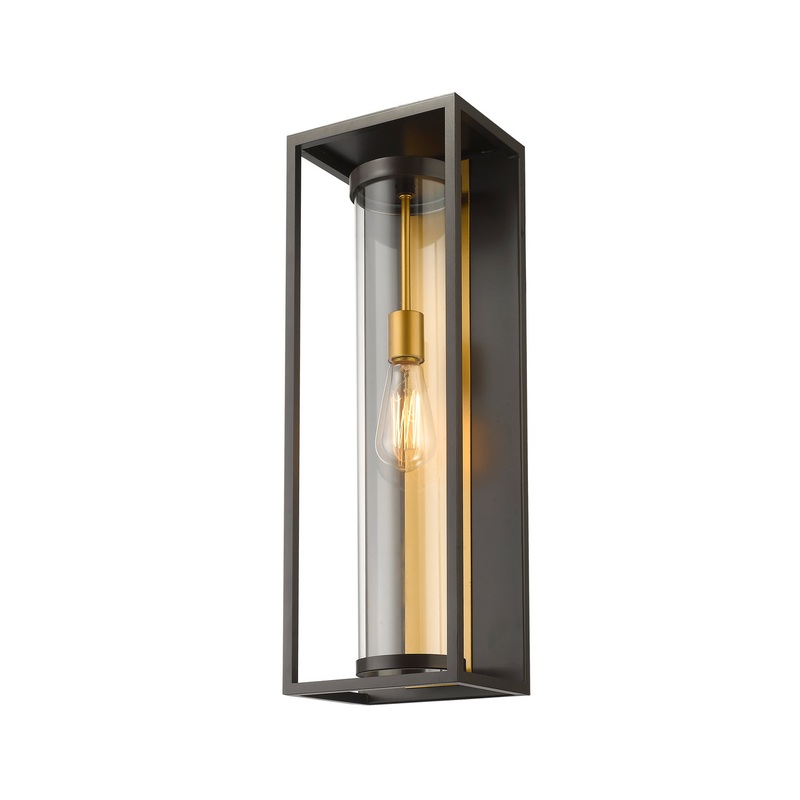 Z-Lite 584B-DBZ-OBS Dunbroch One Light Outdoor Wall Sconce, Deep Bronze / Outdoor Brass