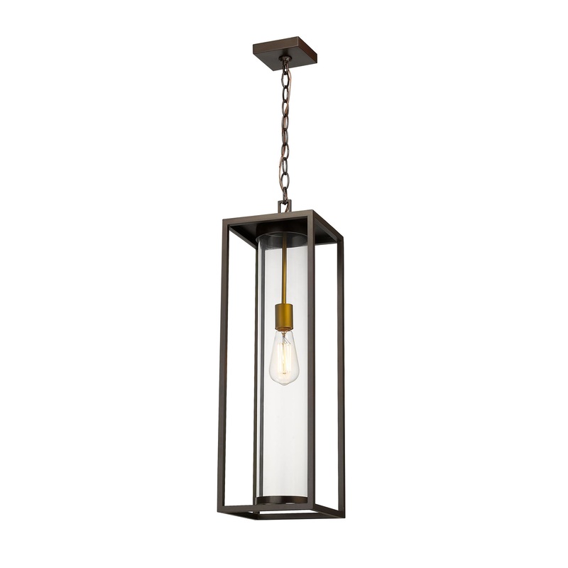 Z-Lite 584CHB-DBZ-OBS Dunbroch One Light Outdoor Chain Mount Ceiling Fixture, Deep Bronze / Outdoor Brass