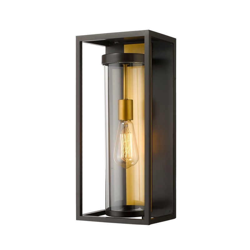 Z-Lite 584M-DBZ-OBS Dunbroch One Light Outdoor Wall Sconce, Deep Bronze / Outdoor Brass