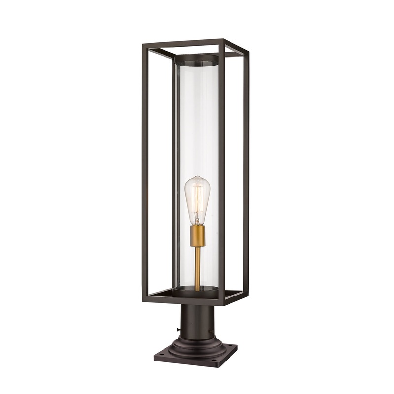 Z-Lite 584PHBR-533PM-DBZ Dunbroch One Light Outdoor Pier Mount, Deep Bronze / Outdoor Brass