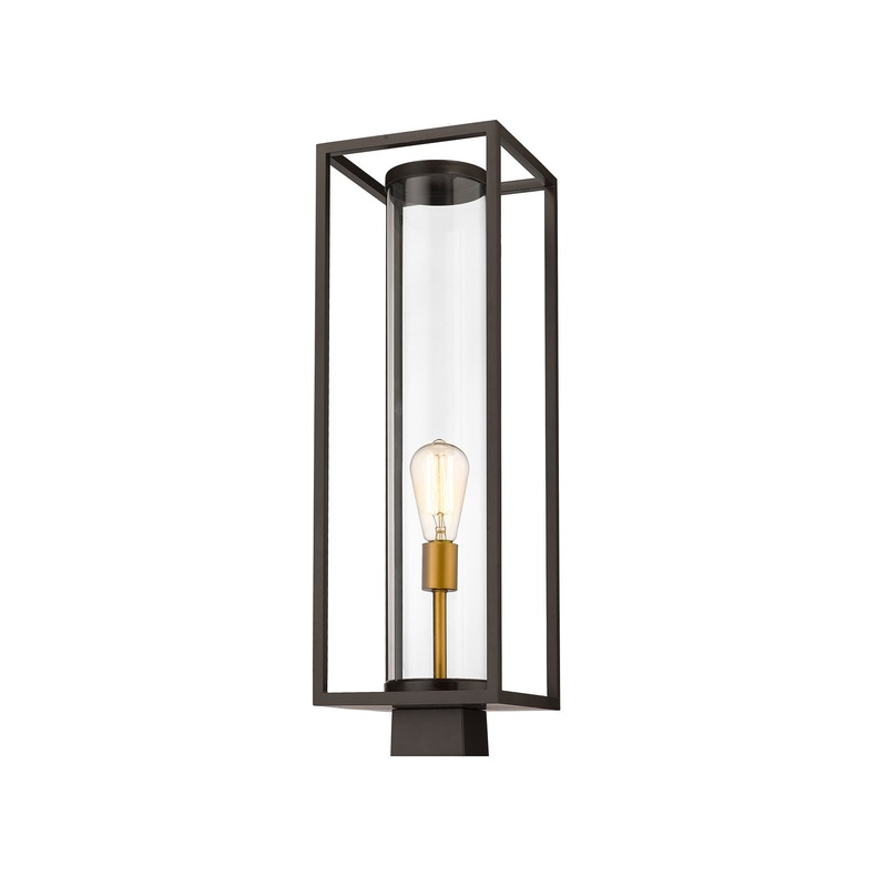 Z-Lite 584PHBS-DBZ-OBS Dunbroch One Light Outdoor Post Mount, Deep Bronze / Outdoor Brass