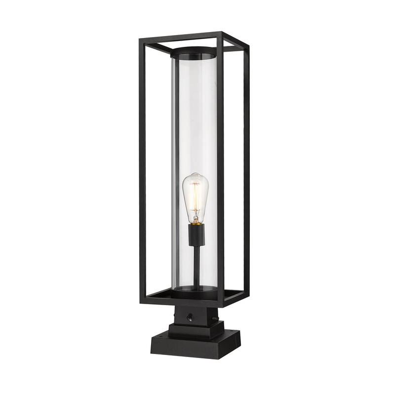 Z-Lite 584PHBS-SQPM-BK Dunbroch One Light Outdoor Pier Mount, Black