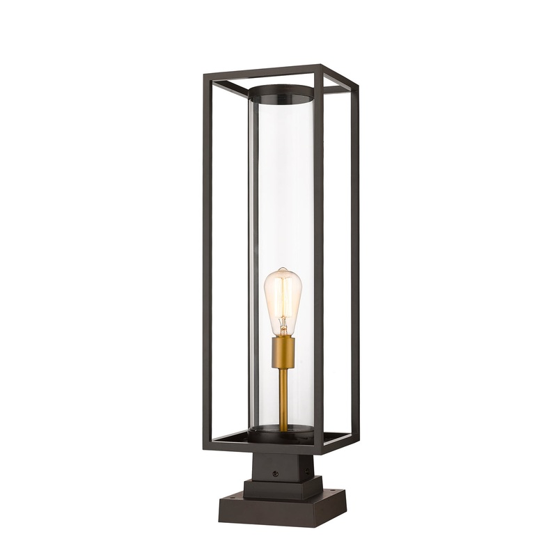 Z-Lite 584PHBS-SQPM-DBZ Dunbroch One Light Outdoor Pier Mount, Deep Bronze / Outdoor Brass
