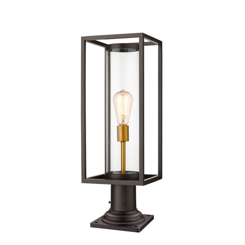 Z-Lite 584PHMR-533PM-DBZ Dunbroch One Light Outdoor Pier Mount, Deep Bronze / Outdoor Brass