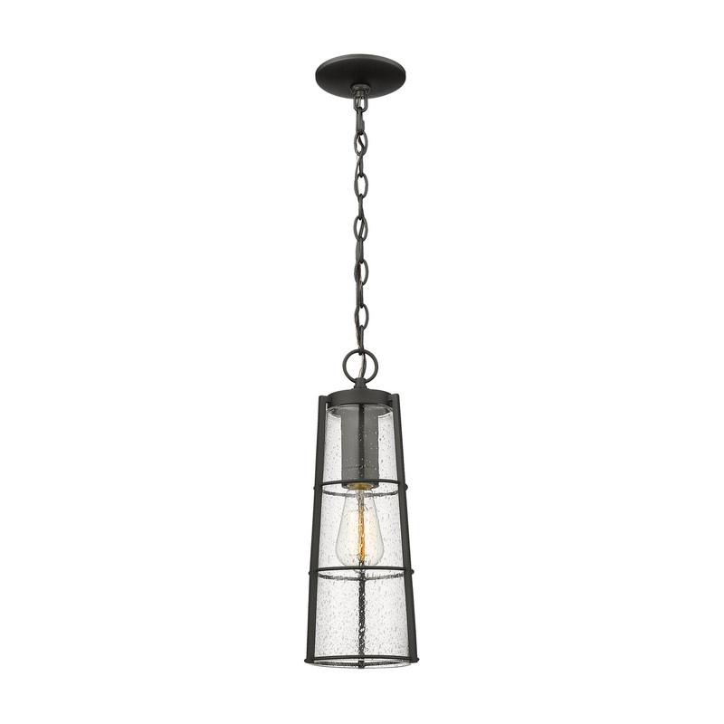 Z-Lite 591CHB-BK Helix One Light Outdoor Chain Mount Ceiling Fixture, Black