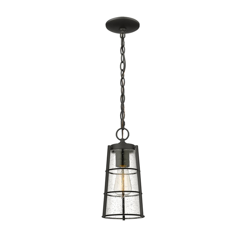 Z-Lite 591CHM-BK Helix One Light Outdoor Chain Mount Ceiling Fixture, Black