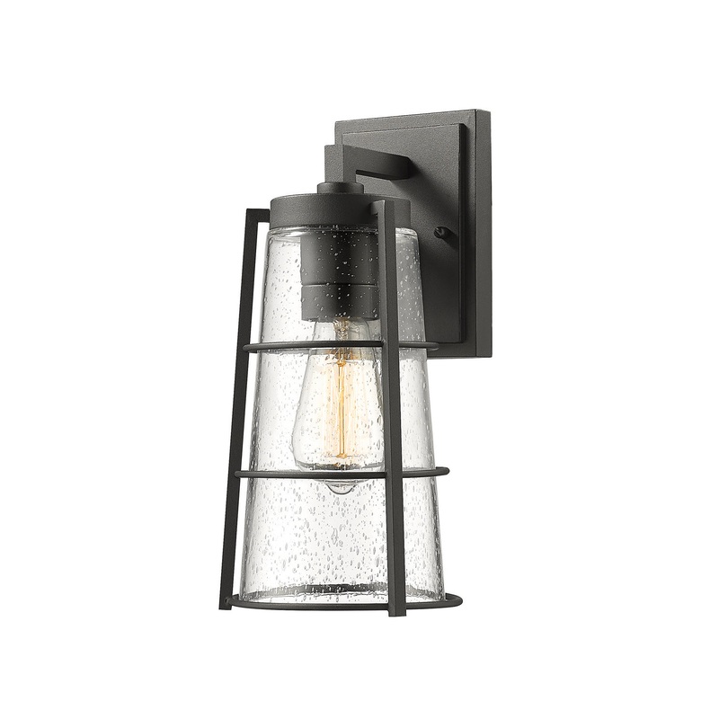 Z-Lite 591M-BK Helix One Light Outdoor Wall Sconce, Black