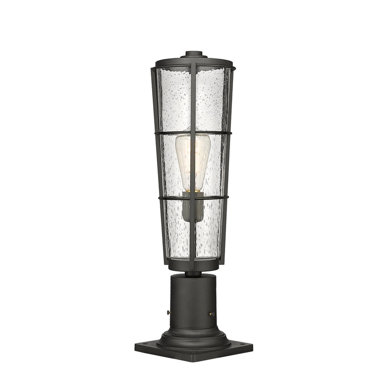 Z-Lite 591PHB-533PM-BK Helix One Light Outdoor Pier Mount, Black