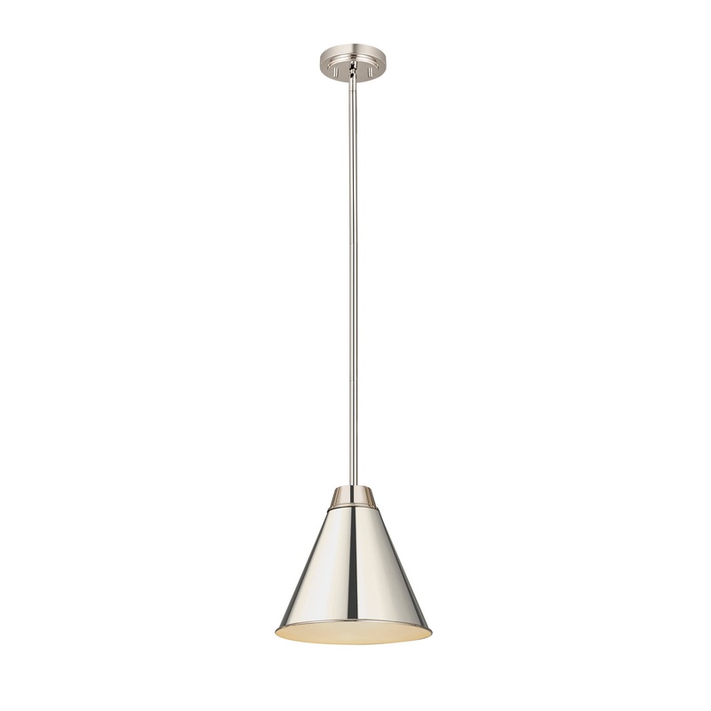 Z-Lite 6011P12-PN Eaton One Light Pendant, Polished Nickel