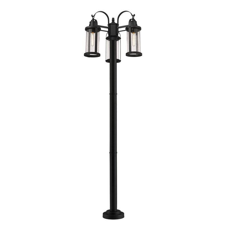 Z-Lite 569MP3-567P-BK Roundhouse Three Light Outdoor Post Mount, Black