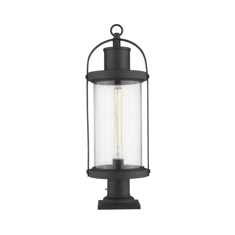 Z-Lite 569PHB-533PM-BK Roundhouse One Light Outdoor Pier Mount, Black