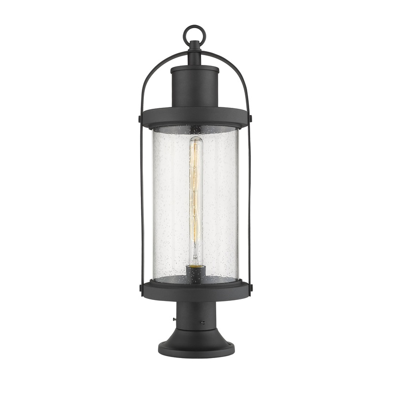 Z-Lite 569PHB-553PM-BK Roundhouse One Light Outdoor Pier Mount, Black
