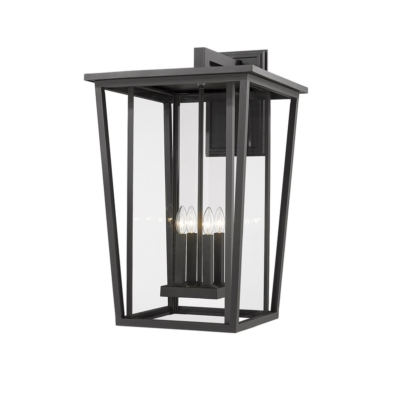 Z-Lite 571XXL-BK Seoul Four Light Outdoor Wall Sconce, Black