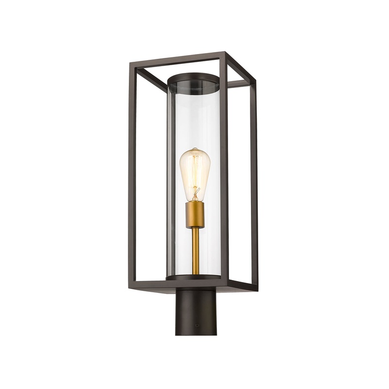 Z-Lite 584PHMR-DBZ-OBS Dunbroch One Light Outdoor Post Mount, Deep Bronze / Outdoor Brass