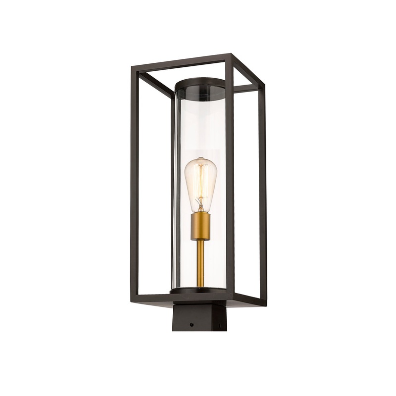 Z-Lite 584PHMS-DBZ-OBS Dunbroch One Light Outdoor Post Mount, Deep Bronze / Outdoor Brass