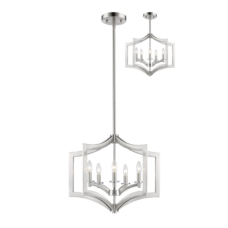 Z-Lite 6008-5BN Zander Five Light Pendant, Brushed Nickel