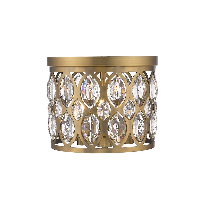 Z-Lite 6010F12HB Dealey Three Light Flush Mount, Heirloom Brass