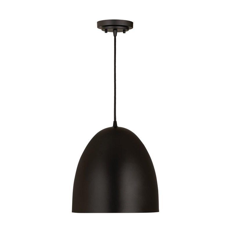 Z-Lite 6012P12-SBK Z Studio Dome Pendant One Light Pendant, Satin Black