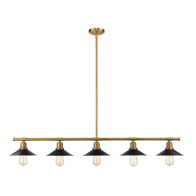 Z-Lite 613-5L-FB+MB Casa Five Light Island Pendant, Factory Brass