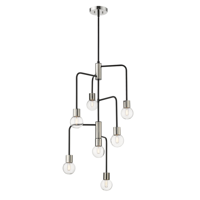 Z-Lite 621-7MB-PN Neutra Seven Light Chandelier, Matte Black / Polished Nickel