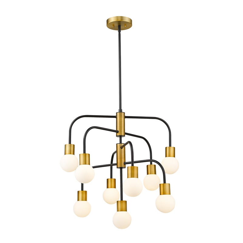 Z-Lite 621-9MB-FB Neutra Nine Light Chandelier, Matte Black / Foundry Brass