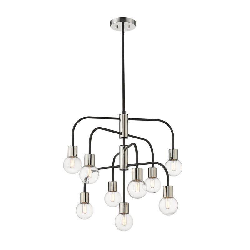 Z-Lite 621-9MB-PN Neutra Nine Light Chandelier, Matte Black / Polished Nickel