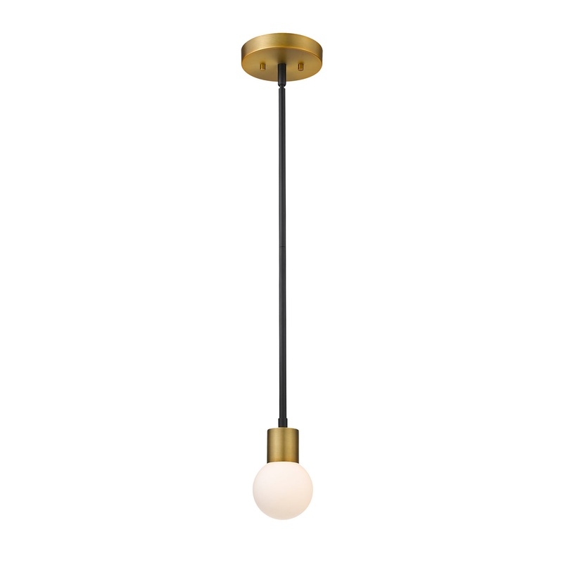 Z-Lite 621MP-MB-FB Neutra One Light Mini Pendant, Matte Black / Foundry Brass