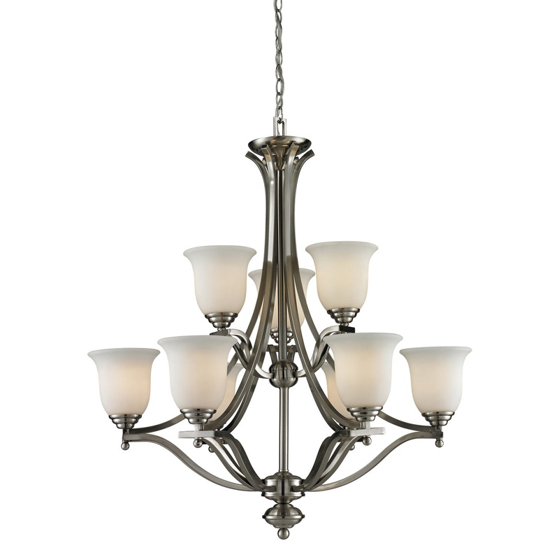Z-Lite 704-9-BN Lagoon Nine Light Chandelier, Brushed Nickel