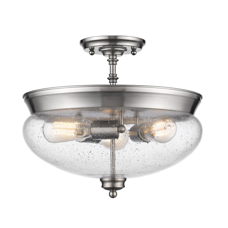Z-Lite 722SF-BN Amon Three Light Semi Flush Mount, Brushed Nickel