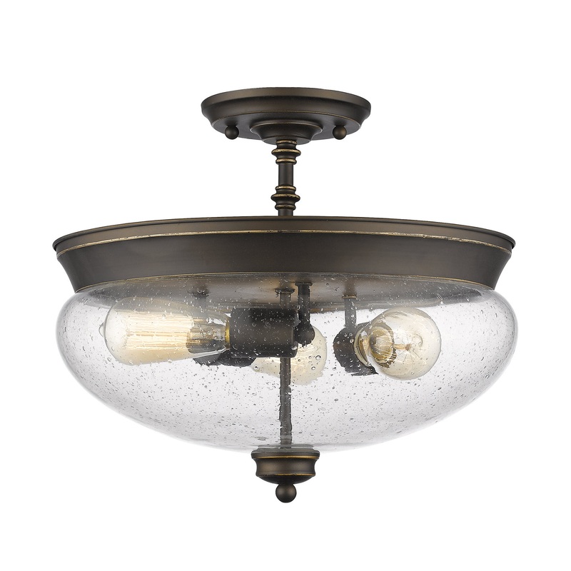Z-Lite 722SF-OB Amon Three Light Semi Flush Mount, Olde Bronze